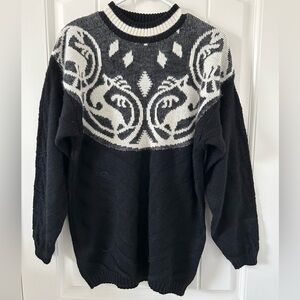 Vintage Tyrolia skiwear Wool Acrylic blend Sweater Baroque inspired motif Small